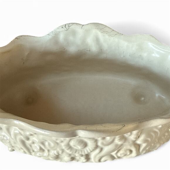 Vintage 1950s Hull USA B34 Footed Planter Cream Off White 9.5" Pottery - Picture 2 of 8